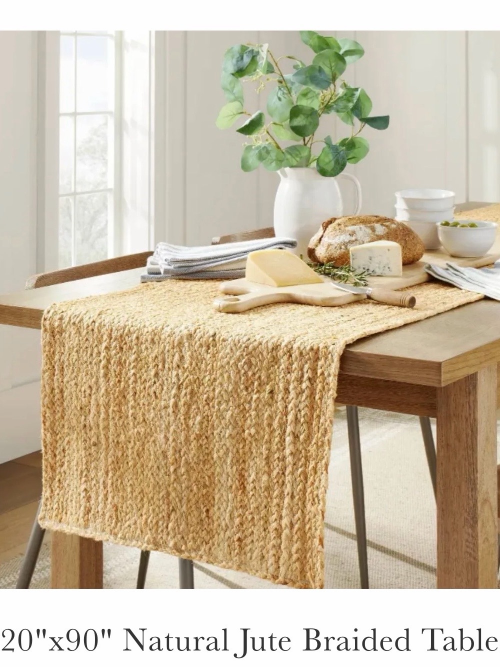 Hearth & Hand Natural Jute Braided Table Runner - Natural 90x20